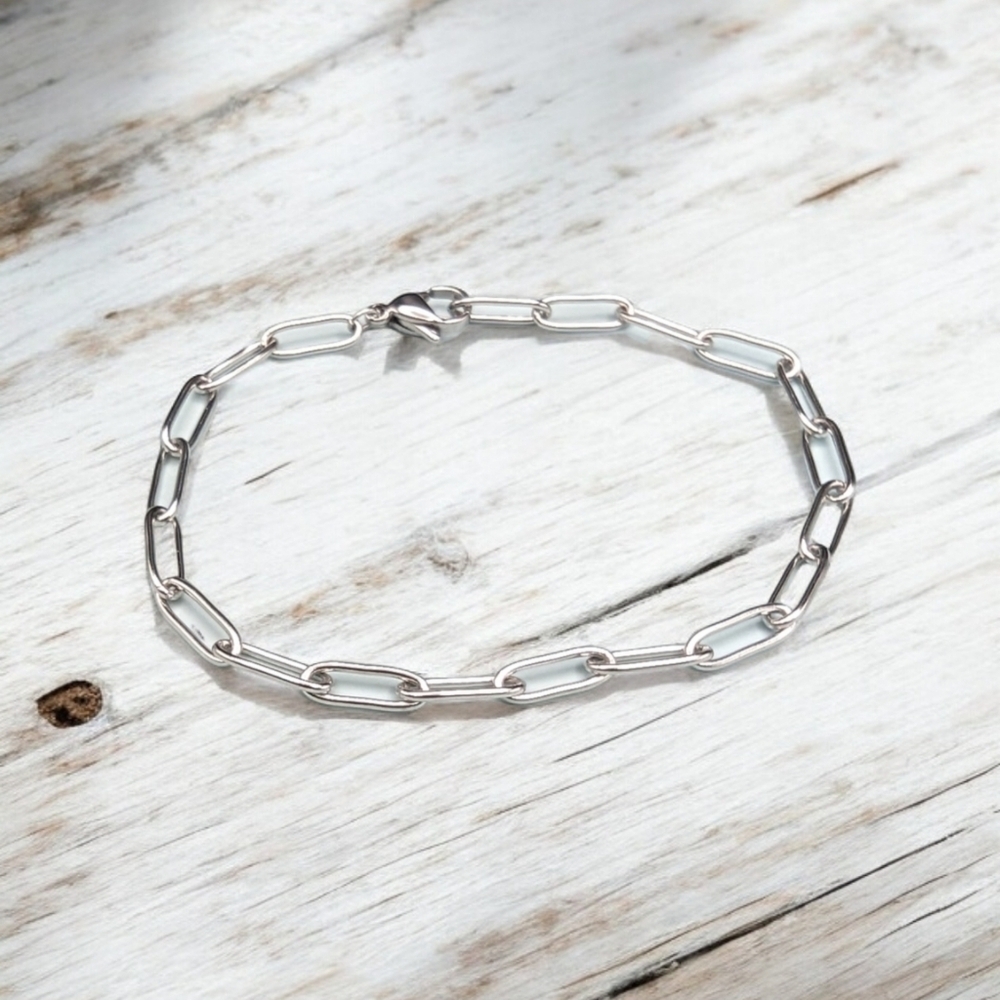 XXS Stainless Steel Paper Clip Chain Stackable Bracelet 6 inch